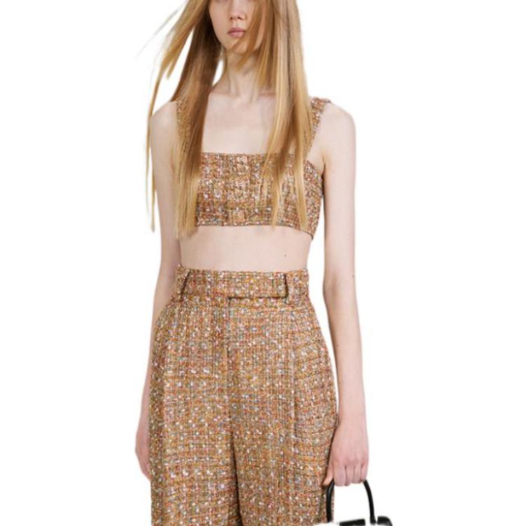 Purchase (W) Self-Portrait FW22 駝色金色方領短版呢料上衣 SWF334C03500