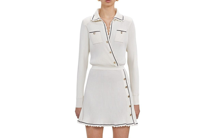 (Women) Self-Portrait FW22 Asymmetric Ribbed Knit Long Sleeve Dress Women Beige. PF22-079 圖 2