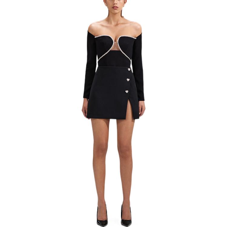 Lookbook (W) Self-Portrait 2022秋冬黑色水鑽心形領長袖外套 女款 SWF341C00200