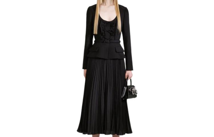 (Women) Self-Portrait FW22 Black Slim-Fit Long Sleeve Dress Women Fake Two-Piece Design SWF334Y12700 圖 2