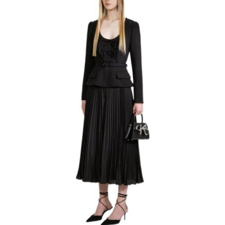 (Women) Self-Portrait FW22 Black Slim-Fit Long Sleeve Dress Women Fake Two-Piece Design SWF334Y12700 圖 3
