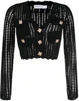 Order (W) Self-Portrait FW22 黑色V領短版長袖針織上衣 女款 AW22071BLACK
