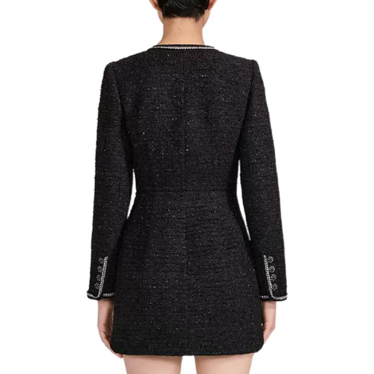 (Women) Self-Portrait FW22 Black V-Neck Slim-Fit Long-Sleeve Dress  Elegant Style. SWF334Y16800 圖 4