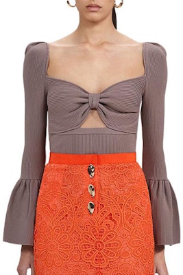 (W) Self-Portrait FW22 棕色蝴蝶結挖空設計針織上衣 - 禮物推薦 SWF333M01000 Buy (W) Self-Portrait FW22 棕色蝴蝶結挖空設計針織上衣 - 禮物推薦 SWF333M01000