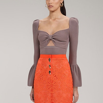 (W) Self-Portrait FW22 棕色蝴蝶結挖空設計針織上衣 - 禮物推薦 SWF333M01000 Purchase (W) Self-Portrait FW22 棕色蝴蝶結挖空設計針織上衣 - 禮物推薦 SWF333M01000