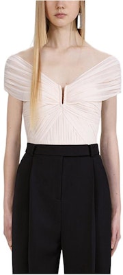 (W) Self-Portrait FW22 Chiffon Off-Shoulder Tanpa Lengan Putih Gading Wanita. SWF334C02700 Buy (W) Self-Portrait FW22 Chiffon Off-Shoulder Tanpa Lengan Putih Gading Wanita. SWF334C02700