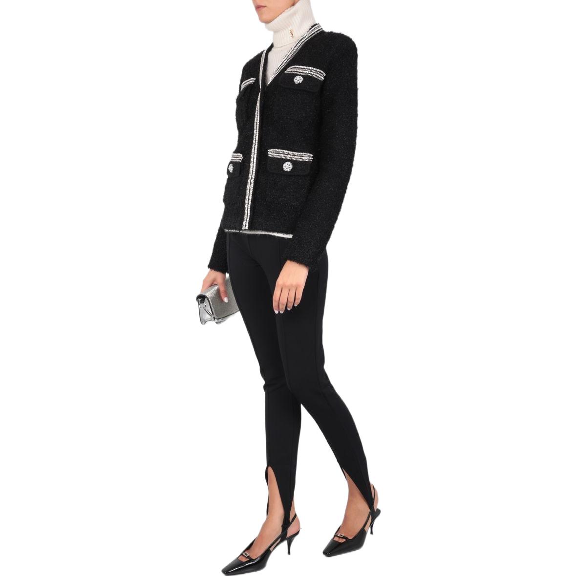 Purchase (W) Chaqueta Negra Self-Portrait FW22 Cristal de Solapa V Simple. AW22063B