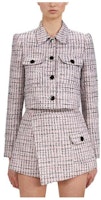(Women) Self-Portrait FW22 Gray Plaid Tweed Cropped Jacket for Women. SWF333T01000 (Women) Self-Portrait FW22 Gray Plaid Tweed Cropped Jacket for Women. SWF333T01000