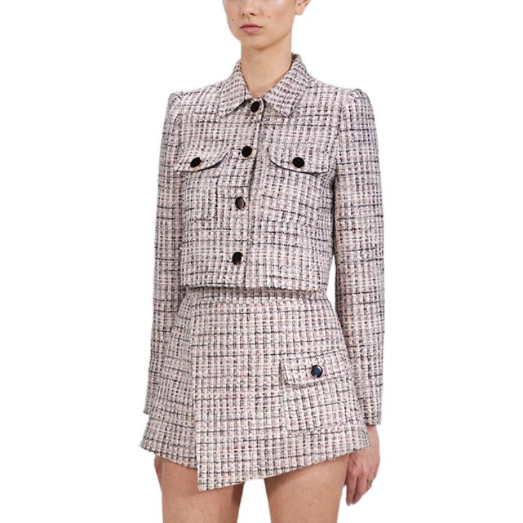 Shop (W) Self-Portrait 女士 FW22 灰色格紋粗花呢短外套 SWF333T01000