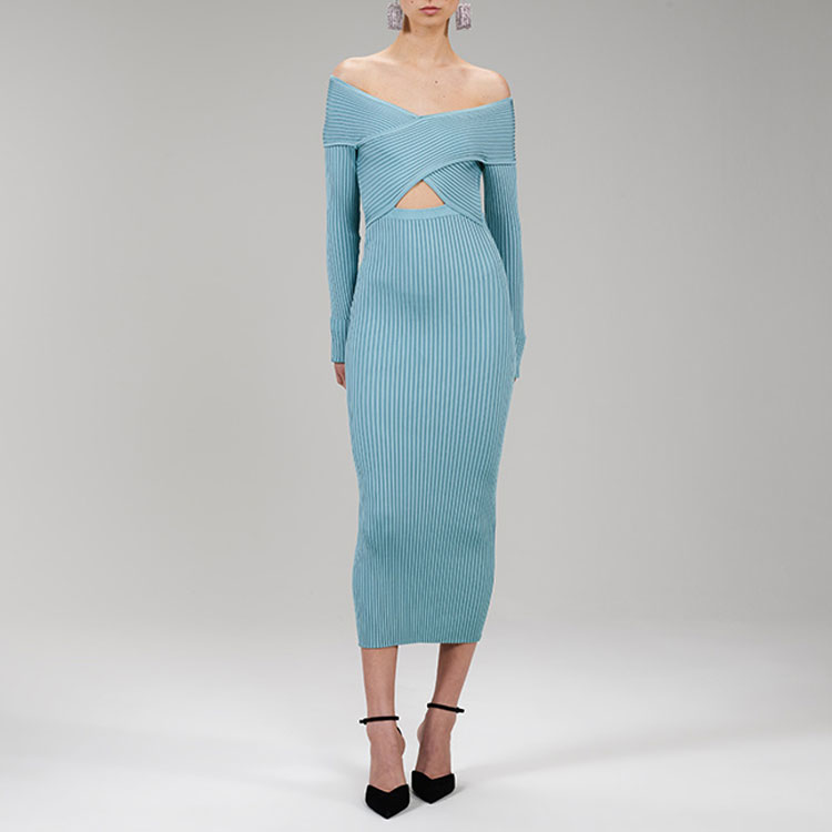 (Women) Self-Portrait FW22 Off-Shoulder Knit Bodycon Long Sleeve Dress for Women SWF333M00500 圖 4