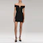 Shop (Women) Self-Portrait FW22 Off-Shoulder Slim Black Knit Mini Dress for Women. SWF333M02100