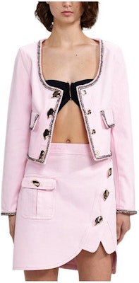 (W) Self-Portrait FW22 粉色對比飾邊單排扣短版外套 女裝 SWF333T00600 Order (W) Self-Portrait FW22 粉色對比飾邊單排扣短版外套 女裝 SWF333T00600