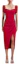 Order (W) Gaun Midi Merah Self-Portrait FW22 dengan Lengan Puf, Rekaan Berpotongan untuk Parti. SWF341Y09000