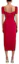 Lookbook (W) Gaun Midi Merah Self-Portrait FW22 dengan Lengan Puf, Rekaan Berpotongan untuk Parti. SWF341Y09000
