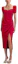 Shop (W) Gaun Midi Merah Self-Portrait FW22 dengan Lengan Puf, Rekaan Berpotongan untuk Parti. SWF341Y09000
