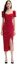 Sizing (W) Gaun Midi Merah Self-Portrait FW22 dengan Lengan Puf, Rekaan Berpotongan untuk Parti. SWF341Y09000