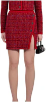 (Women) Self-Portrait FW22 Red Tweed High-Waist Knit Mini Skirt with Side Slit for Women. SWF334M08500 (Women) Self-Portrait FW22 Red Tweed High-Waist Knit Mini Skirt with Side Slit for Women. SWF334M08500