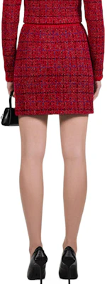 (W) Self-Portrait FW22 Rok Mini Knit Merah Tweed High-Waist dengan Belahan Samping Wanita. SWF334M08500 Lookbook (W) Self-Portrait FW22 Rok Mini Knit Merah Tweed High-Waist dengan Belahan Samping Wanita. SWF334M08500