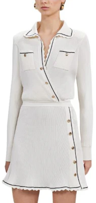 (Women) Self-Portrait FW22 White Polo Collar Knit Slim Fit Long Sleeve Mini Dress Women. SWF333M01100 Shop (Women) Self-Portrait FW22 White Polo Collar Knit Slim Fit Long Sleeve Mini Dress Women. SWF333M01100