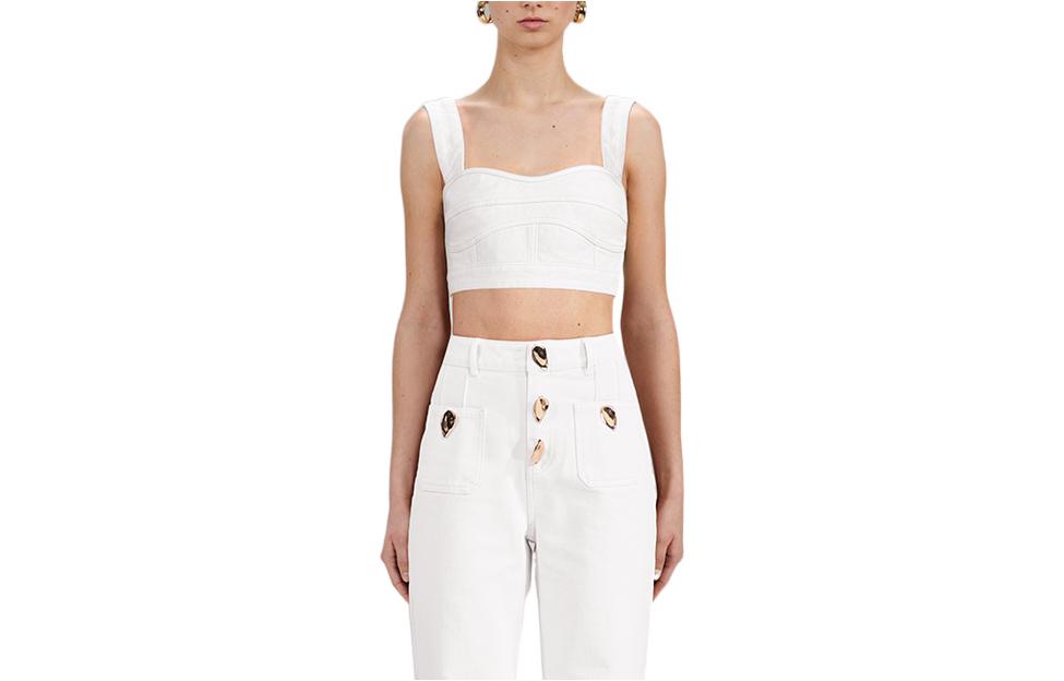 Order (W) Self-Portrait FW22 白色無袖短版上衣帶後拉鍊 SWF333C01800