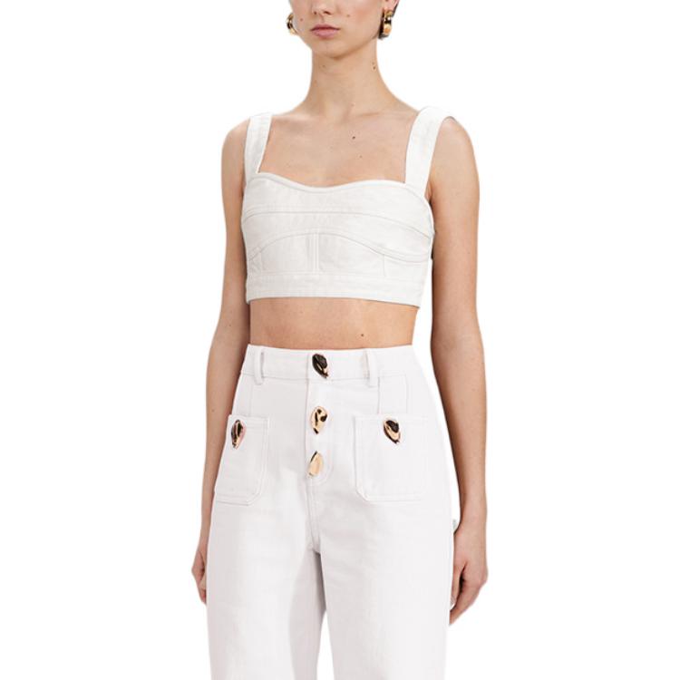 Shop (W) Self-Portrait FW22 白色無袖短版上衣帶後拉鍊 SWF333C01800