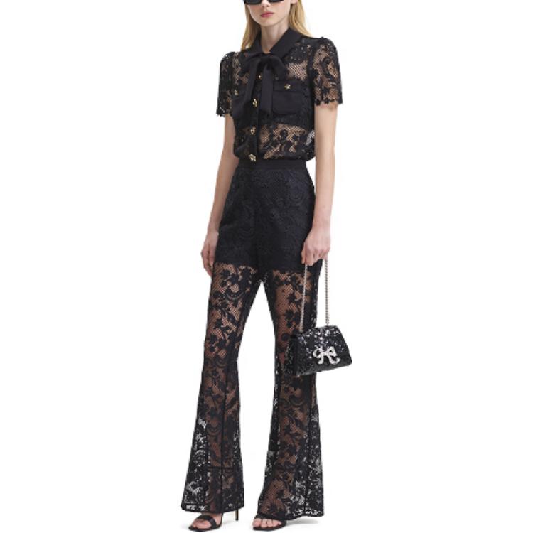 Purchase (W) Camisa Negra de Encaje con Botones Self-Portrait FW23 SWF344C02600911