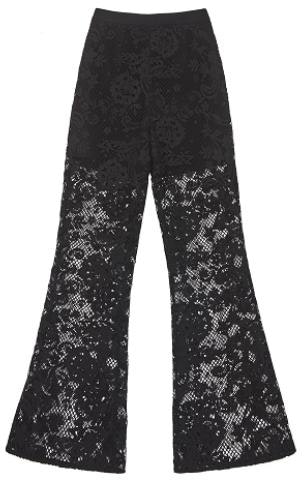 women-self-portrait-fw-23-black-lace-flared-casual-pants-swf-344-k02500911