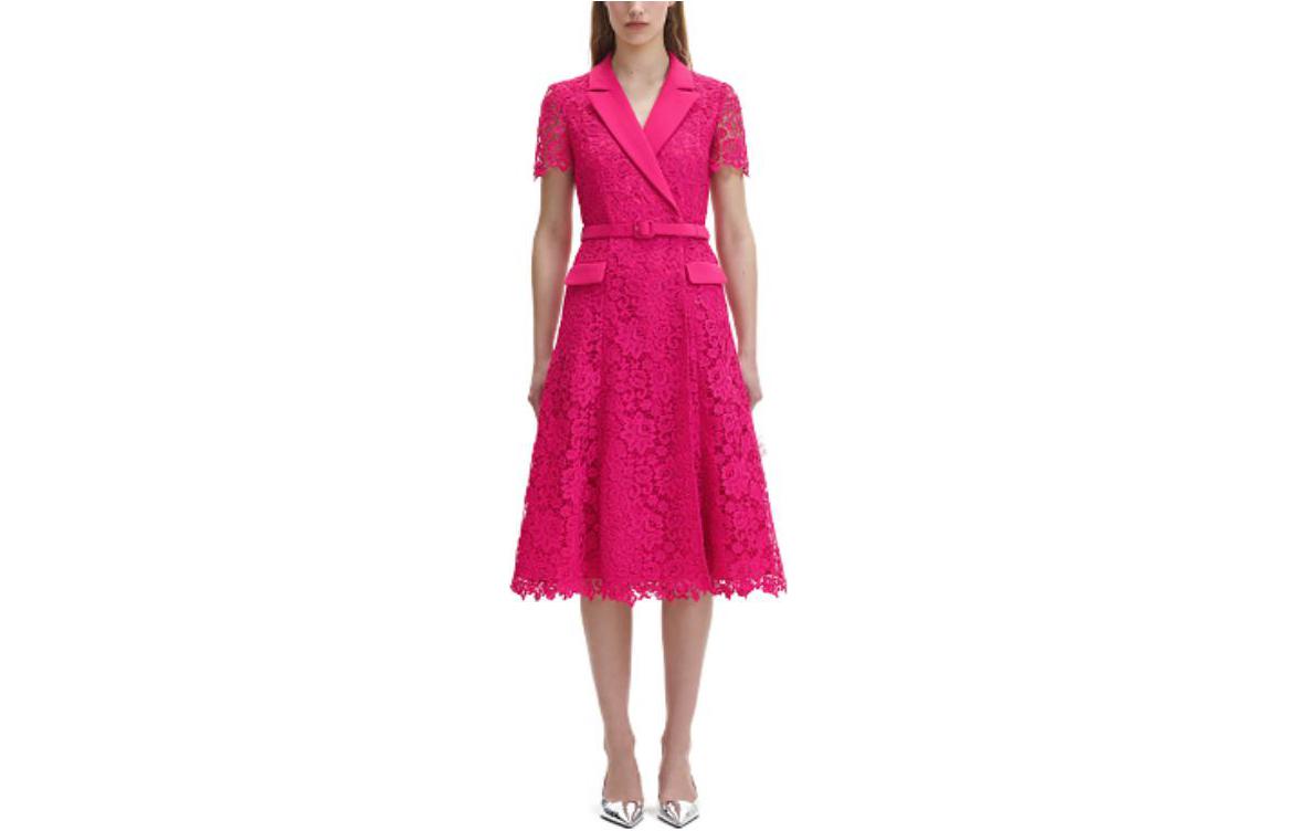 (Women) Self-Portrait FW23  French Lace Short Sleeve Dress in Fuchsia. SWF344Y17800109 圖 2