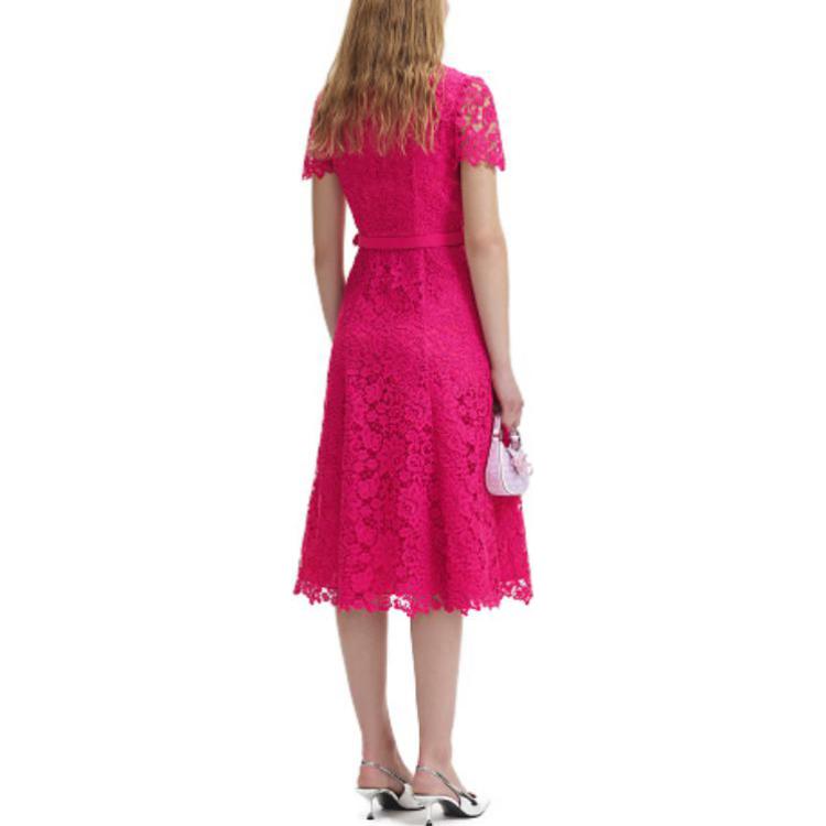 (Women) Self-Portrait FW23  French Lace Short Sleeve Dress in Fuchsia. SWF344Y17800109 圖 4