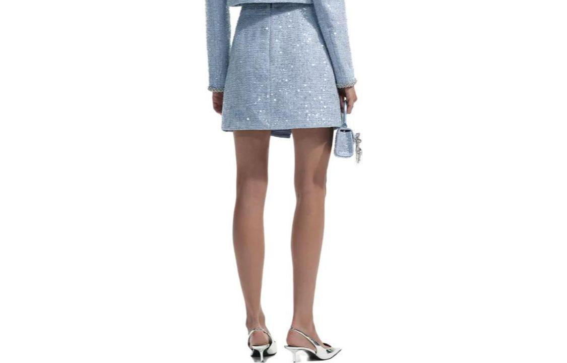 (Women) Self-Portrait FW23 Light Blue Sequin Button Embellished Casual Mini Dress Women. SWF351Q00200 圖 3