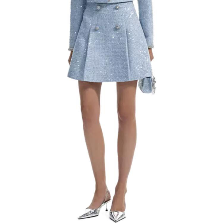 (Women) Self-Portrait FW23 Light Blue Sequin Button Embellished Casual Mini Dress Women. SWF351Q00200 圖 4