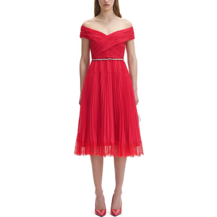 (Women) Self-Portrait FW23 Red Short-Sleeve Bridesmaid Wedding Dress for Women. SWF344Y18100116 圖 3