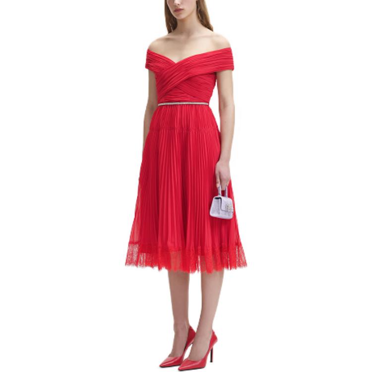 (Women) Self-Portrait FW23 Red Short-Sleeve Bridesmaid Wedding Dress for Women. SWF344Y18100116 圖 5