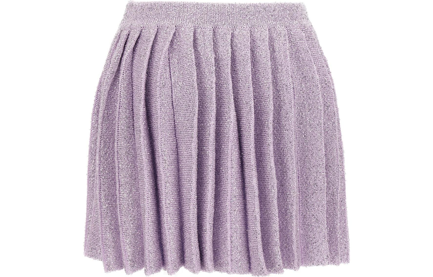 (Women) Self-Portrait FW23 Sequined Pleated Knitted Mid-Rise Casual Skirt Women. PF23112SKLPURPLE 圖 5