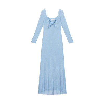 (Women) Self-Portrait Galaxy Ruched Slim Fit Long Sleeve Dress Women Blue Polarized. SWF351Y04100