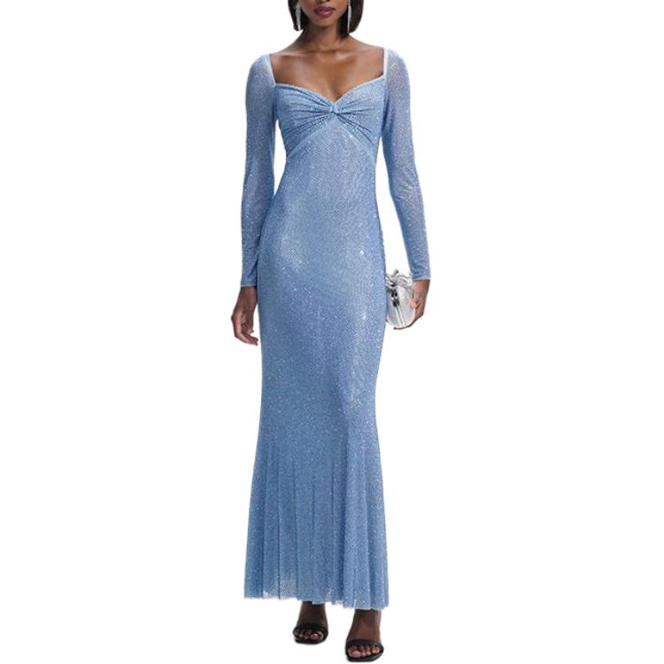 (Women) Self-Portrait Galaxy Ruched Slim Fit Long Sleeve Dress Women Blue Polarized. SWF351Y04100 圖 3