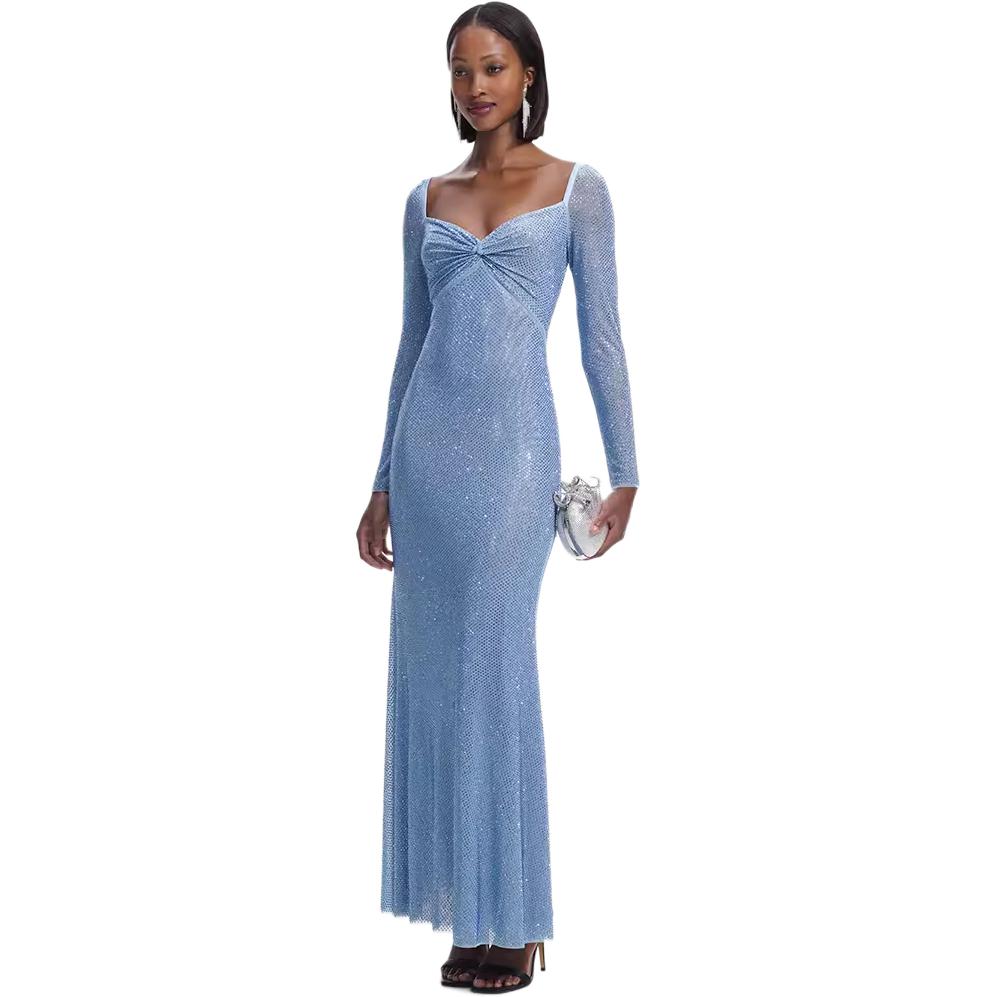 (Women) Self-Portrait Galaxy Ruched Slim Fit Long Sleeve Dress Women Blue Polarized. SWF351Y04100 圖 4