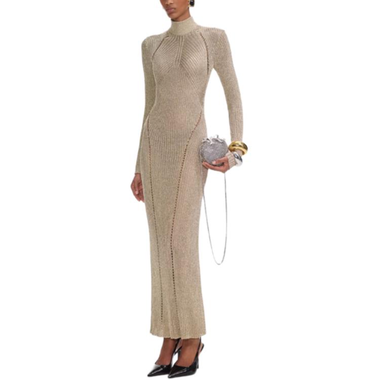 (Women) Self-Portrait Gold Knit High Neck Long Sleeve Dress for Women. SWF361M00800 圖 5