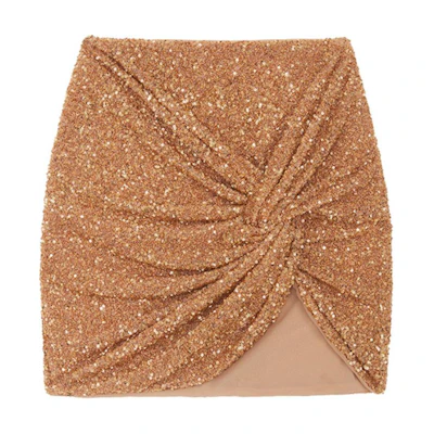 (Women) Self-Portrait Gold Knot Detail Casual Mini Skirt for Women SWF344Q01300