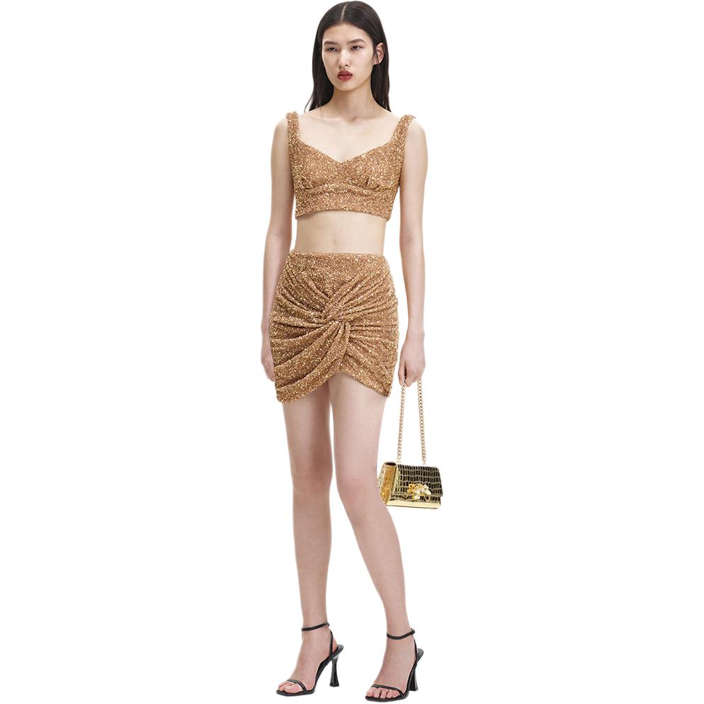 (Women) Self-Portrait Gold Knot Detail Casual Mini Skirt for Women SWF344Q01300 圖 3