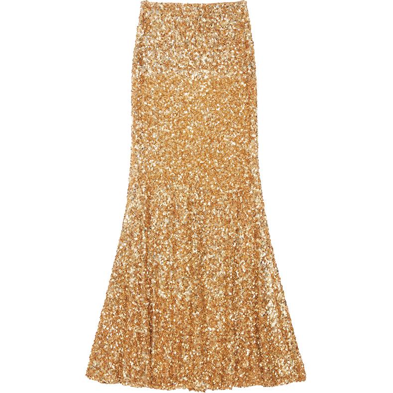 (Women) Self-Portrait Gold Sequin Tulle Bodycon Casual Maxi Dress  Fashion SWF344Q01200 圖 2