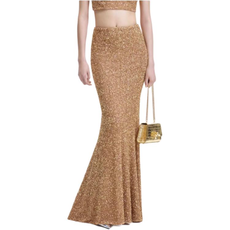 (Women) Self-Portrait Gold Sequin Tulle Bodycon Casual Maxi Dress  Fashion SWF344Q01200 圖 5