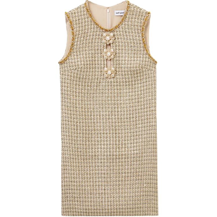 (Women) Self-Portrait Gold Tweed Sleeveless Dress for Women SWF353Y07900