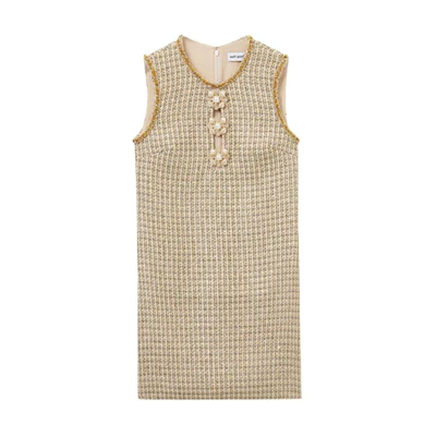 (Women) Self-Portrait Gold Tweed Sleeveless Dress for Women SWF353Y07900