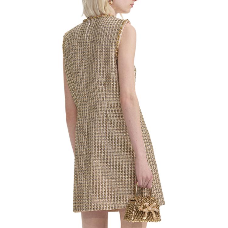 (Women) Self-Portrait Gold Tweed Sleeveless Dress for Women SWF353Y07900 圖 5