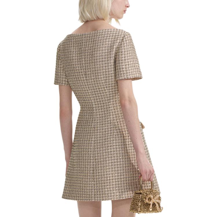 (Women) Self-Portrait Gold Tweed V-Neck Short-Sleeve Dress for Women. SWF353Y07800 圖 4