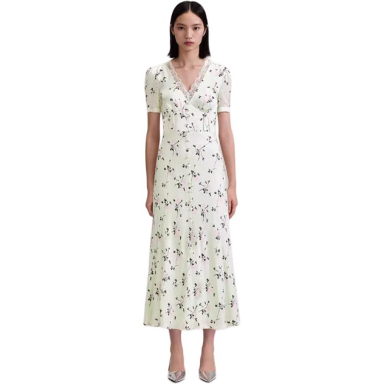 (Women) Self-Portrait Green Floral Elegant Short Sleeve Midi Dress for Women SWF343Y06300 圖 2