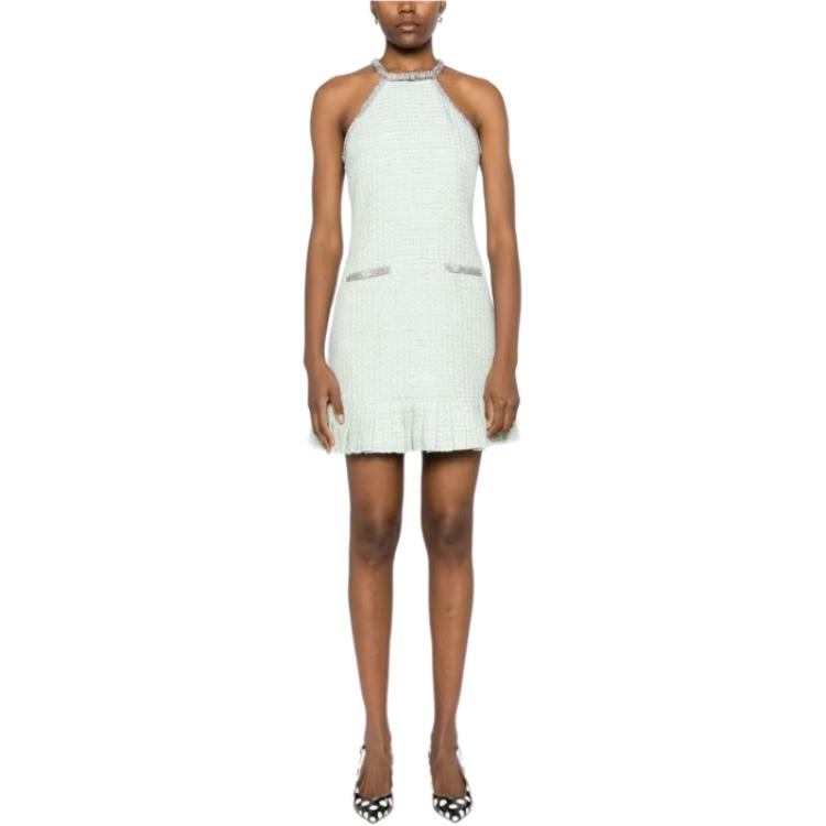 (Women) Self-Portrait Halter Neck Slim Fit Mini Dress Women Mint Green RS24047SBLUE 圖 3