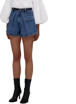 (W) Seluar Pendek Denim Biru High-Waist Wanita dengan Zip & Poket - Self-Portrait. SWF332K01900 Purchase (W) Seluar Pendek Denim Biru High-Waist Wanita dengan Zip & Poket - Self-Portrait. SWF332K01900