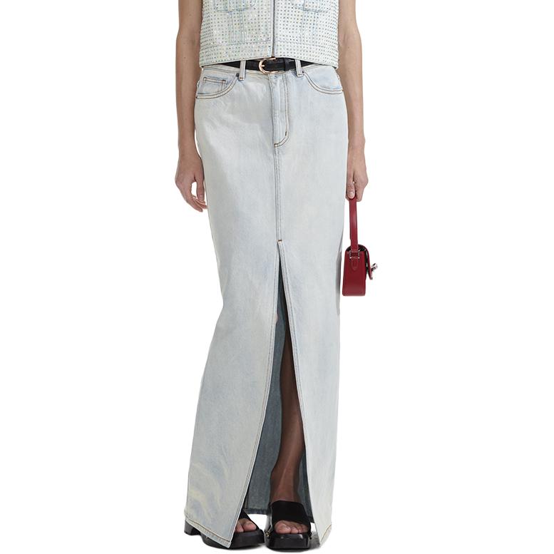 (Women) Self-Portrait High-Waist Midi Denim Skirt for Women Light Washed Blue SWF353Q00600 圖 3